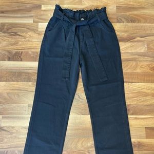 HUDSON womens high rise paper bag straight leg pants